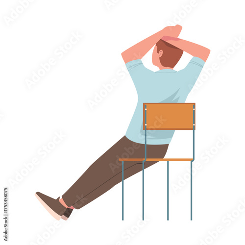 Man Sitting on Chair with His Back Vector Illustration