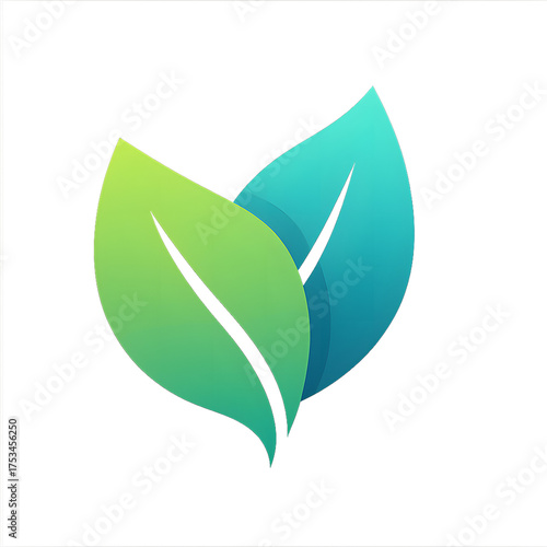 Two gradient leaves on a black background
