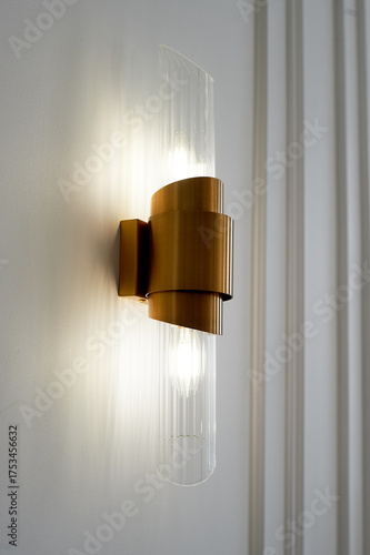 Wallpaper Mural Gold sconces with a glass insert. Decorative beaucorvoy light in minimalist style, Torontodigital.ca