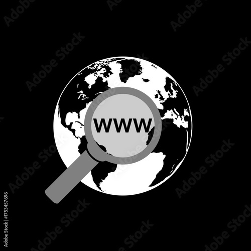 Internet icon simple sign. Website WWW icon isolated on black background