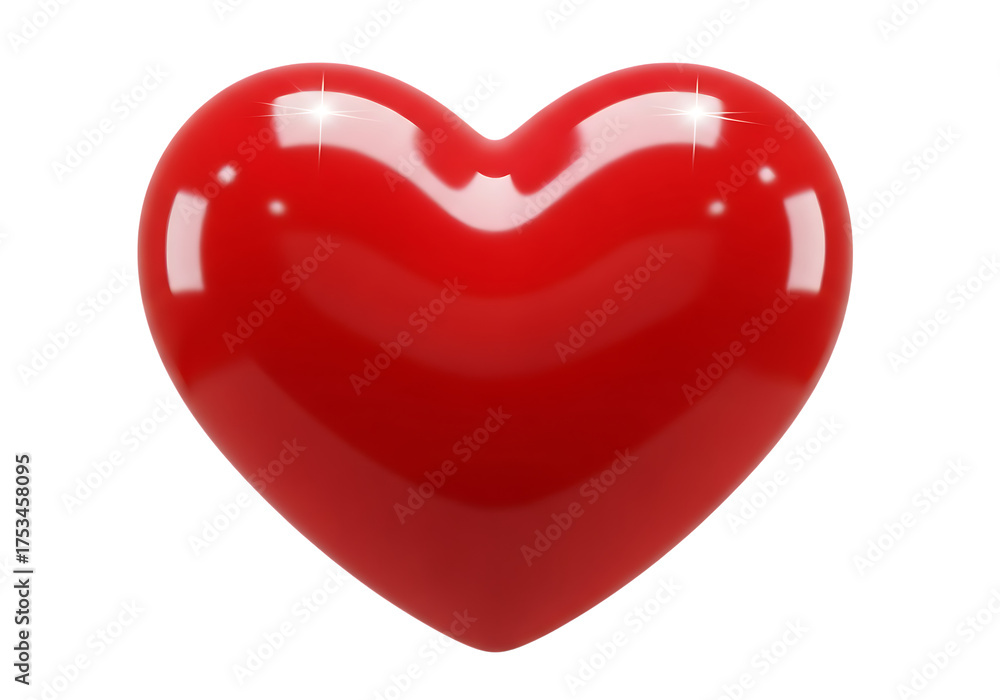 Fototapeta premium Glossy red heart shape symbol of love and romance isolated on transparent background