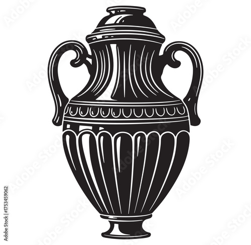 Elegant vector illustration of a classic ancient greek amphora vessel with handles