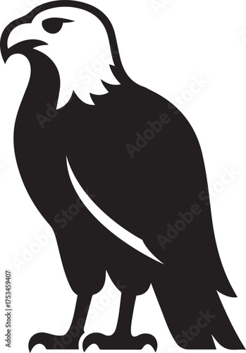 Eagle silhouette on white background, Majestic bird of prey vector illustration
