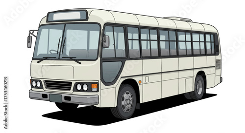 Classic Japanese Bus Illustration - Vintage Public Transportation Vehicle
