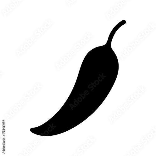 Simple Chili Outline Silhouette Hot Pepper Icon Minimal Spicy Food Vector Illustration with White Background