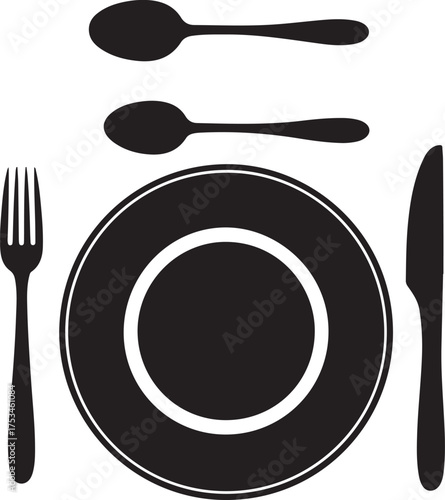 Plate mat with plate fork and knife ackground vector illustration
