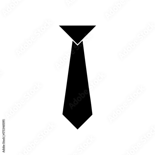 Simple Necktie Flat Silhouette Clean Professional Accessory Icon Minimal Vector Illustration with White Background