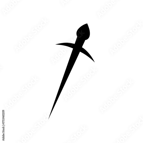 Minimal Sharp Needle Silhouette Clean Medical Tool Icon Simple Vector Illustration with White Background