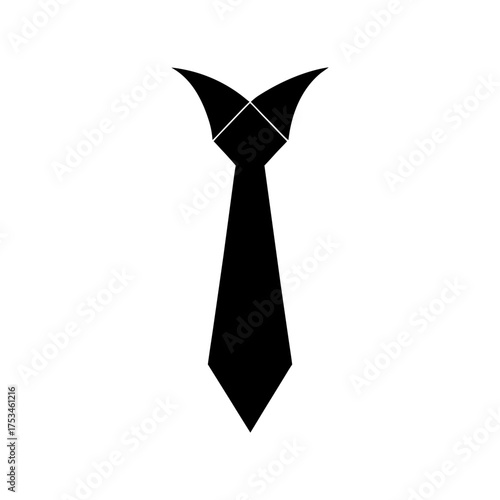 Minimal Tie Side View Silhouette Elegant Office Wear Icon Clean Vector Illustration with White Background