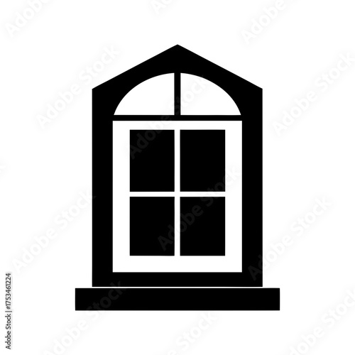 Simple Window Silhouette Clean House Design Icon Minimal Architecture Vector Illustration with White Background