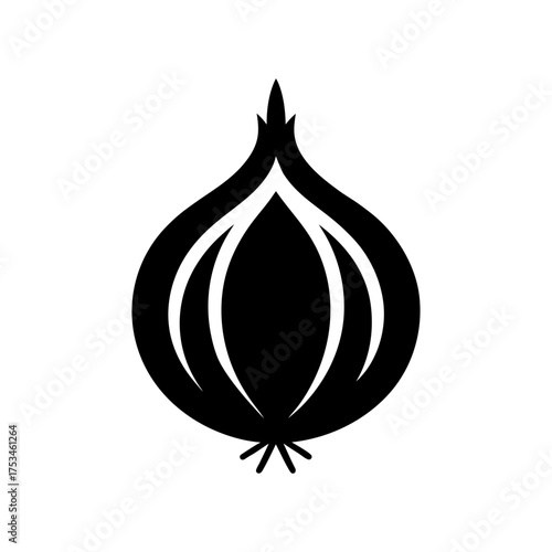 Minimal Onion Cross Section Silhouette Fresh Vegetable Slice Clean Cooking Ingredient Vector Illustration with White Background