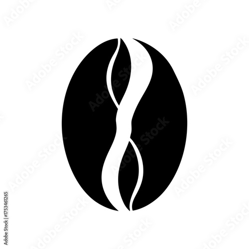 Minimal Cracked Coffee Bean Silhouette Elegant Coffee Symbol Clean Vector Illustration with White Background