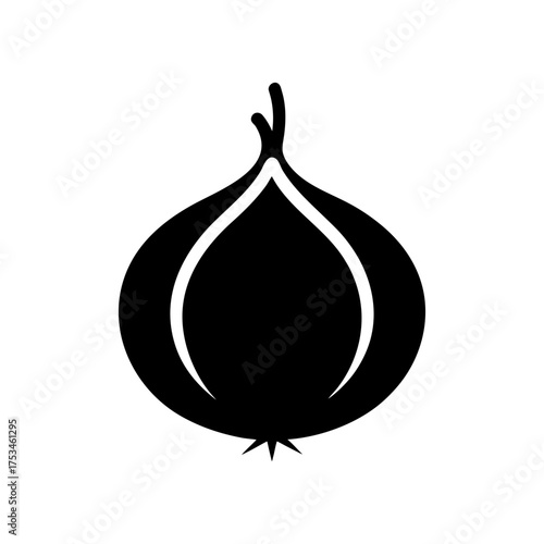 Minimal Onion Cross Section Silhouette Simple Food Element Clean Vegetable Vector Illustration with White Background