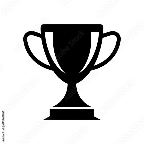 Minimal Trophy Cup Silhouette Simple Champion Reward Icon Clean Vector Design with White Background