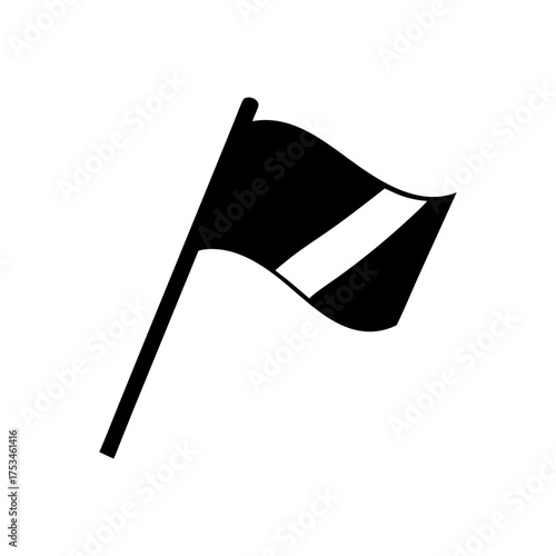 Minimal Racing Flag Silhouette Elegant Motorsport Symbol Clean Victory Vector Illustration with White Background