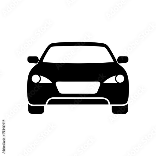 Simple Car Front View Silhouette Clean Vehicle Design Minimal Automotive Vector Illustration with White Background