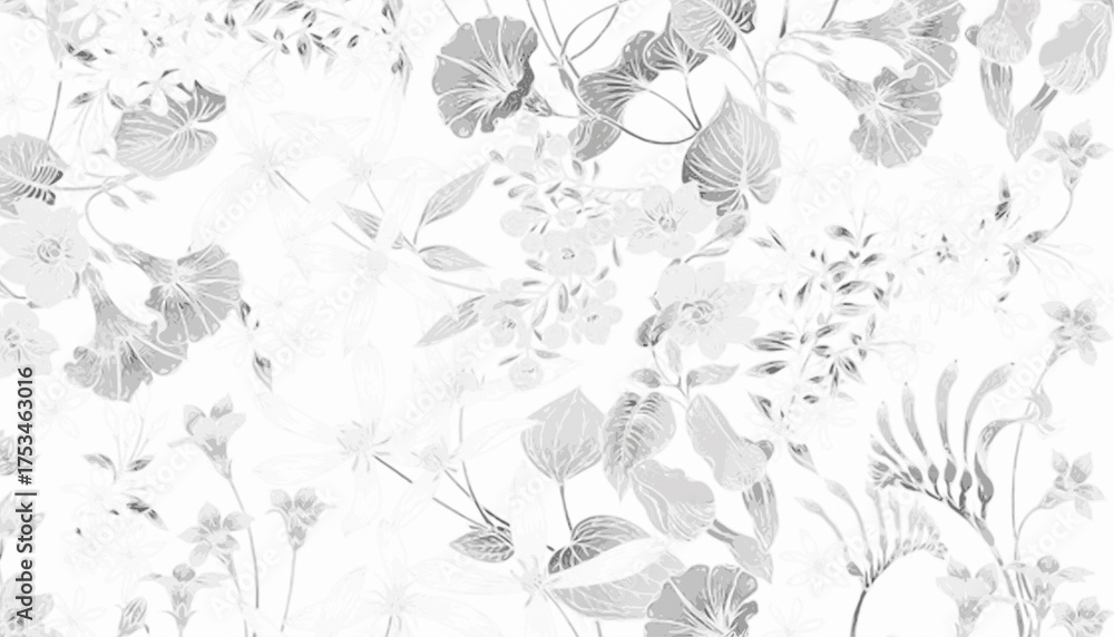 Fototapeta premium Seamless vintage floral pattern with hand-drawn wildflowers and leaves in soft earthy tones, ideal for fabric, wallpaper, and surface design.