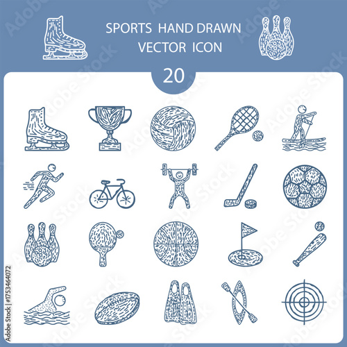 Hand-Drawn Sports Activity and Equipment Icons