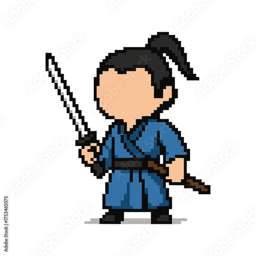 simple pixel art illustration of a samurai warrior