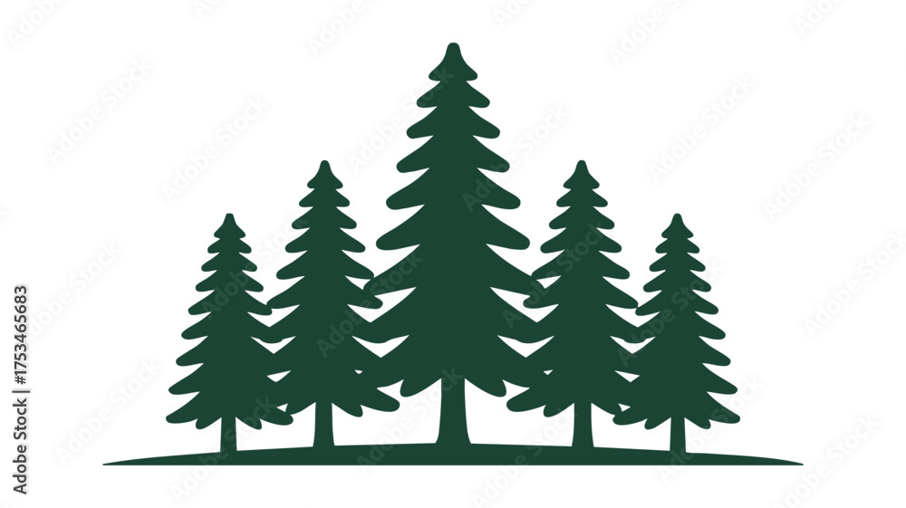 Obraz premium Silhouette of a cluster of evergreen trees