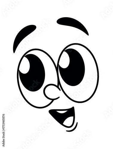 Excited emotional face groovy character