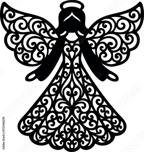 Christmas Angel Silhouette Illustration. Nativity angel vector illustration