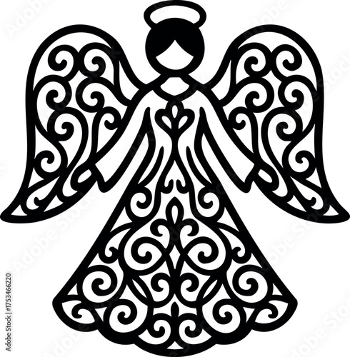 Christmas Angel Silhouette Illustration. Nativity angel vector illustration