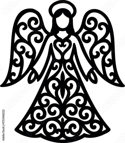 Christmas Angel Silhouette Illustration. Nativity angel vector illustration