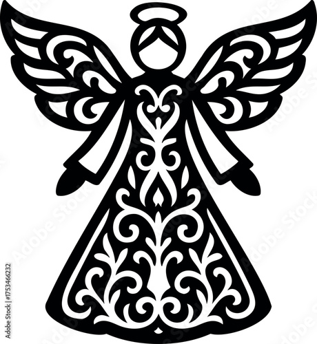 Christmas Angel Silhouette Illustration. Nativity angel vector illustration