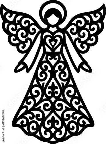 Christmas Angel Silhouette Illustration. Nativity angel vector illustration