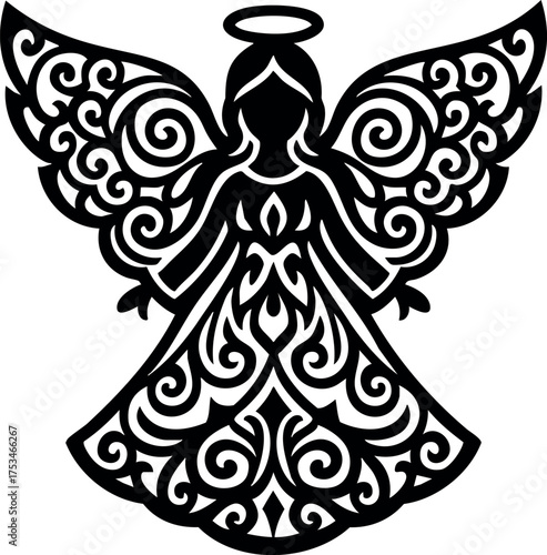 Christmas Angel Silhouette Illustration. Nativity angel vector illustration