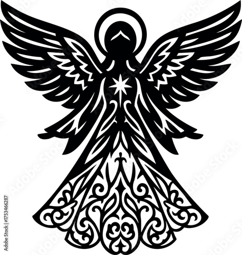 Christmas Angel Silhouette Illustration. Nativity angel vector illustration