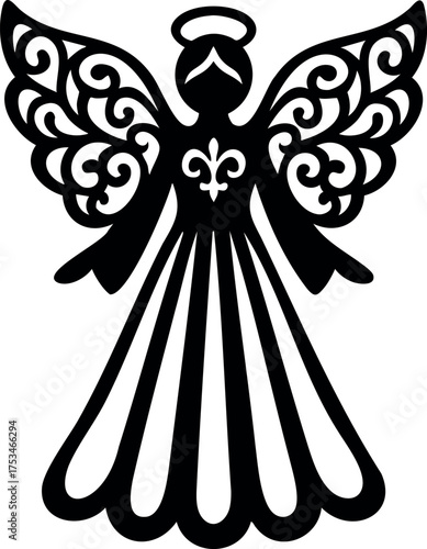 Christmas Angel Silhouette Illustration. Nativity angel vector illustration