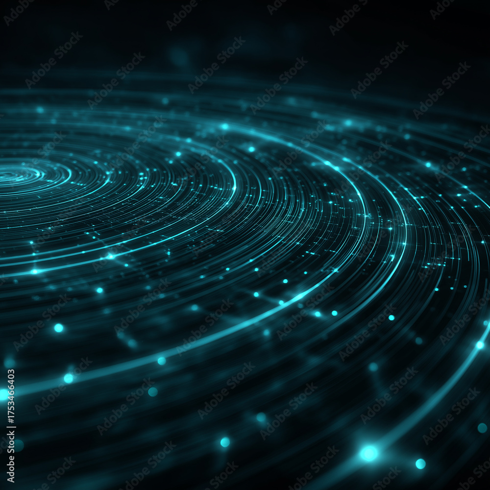 Fototapeta premium Galactic Data Stream: A mesmerizing visual representation of a data stream, swirling and pulsating with cosmic energy, symbolizing the interconnectedness of information in the digital age.