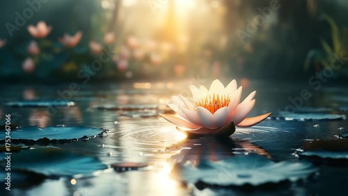 Lotus Flower Serenity - A Peaceful Reflection on Water.