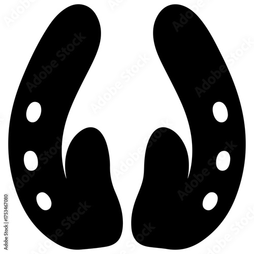 Modern Abstract Horseshoe Vector Icon Logo Template Design, Isolated Black Minimalist Lucky Charm Symbol Graphic Illustration, perfect for contemporary branding and digital design projects.