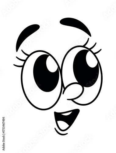 Amazed comic cartoon girlish face