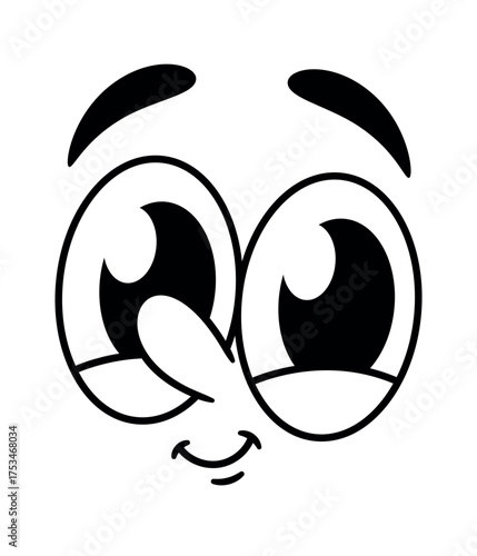 Happy smiling retro comic face