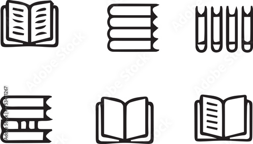 Vector art of collection of book icons for library design
