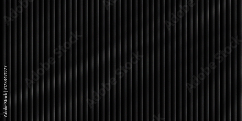 Black corrugated metal texture background for abstract dark design and industrial wall paneling pattern