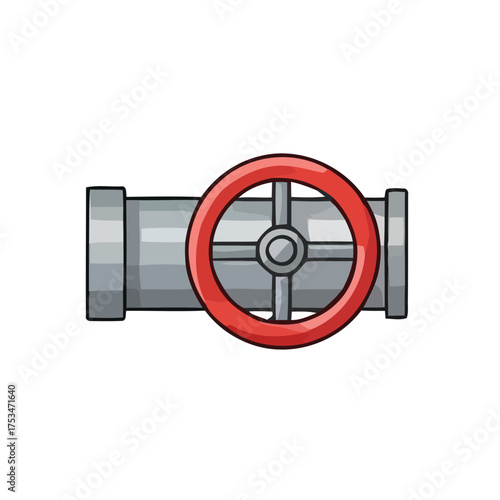 A realistic illustration of a water valve on a pipe, symbolizing plumbing and industrial fluid control