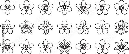 Vector art of collection of flower icons with soft shadows
