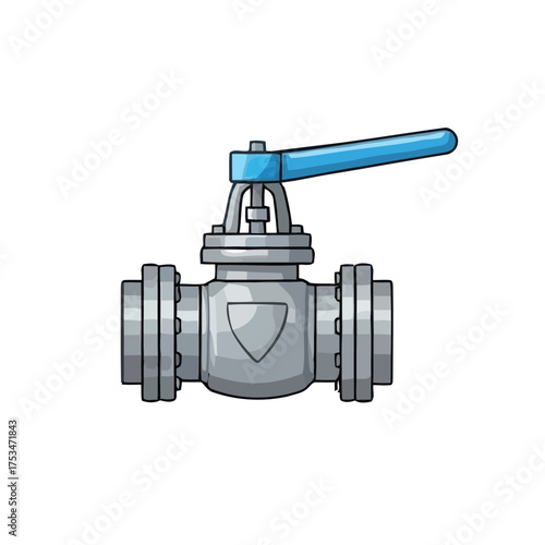 Industrial pipeline valve with lever handle and connecting flanges, a robust plumbing component illustration