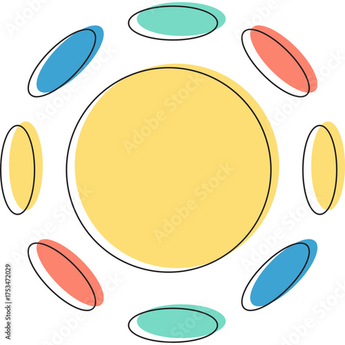 Colorful Cartoon Sun Shape Vector Collection