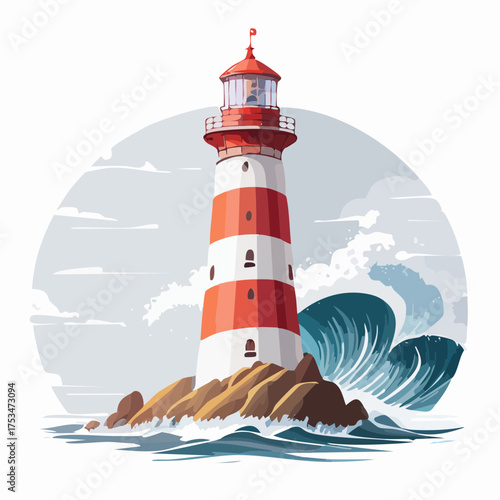 Leuchtturm auf einer Klippe am stürmischen Meer