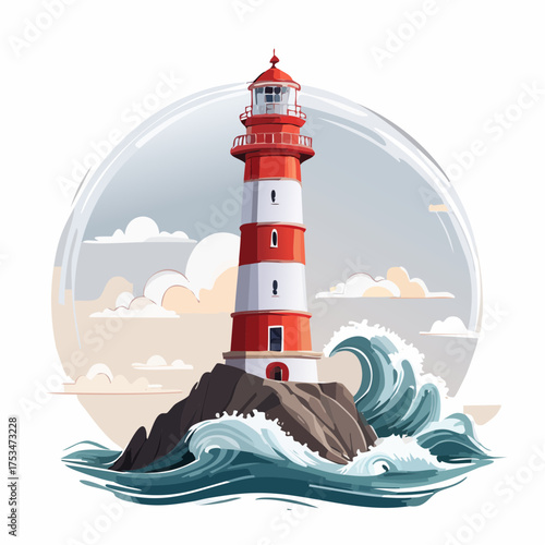 Leuchtturm auf einer Klippe am stürmischen Meer