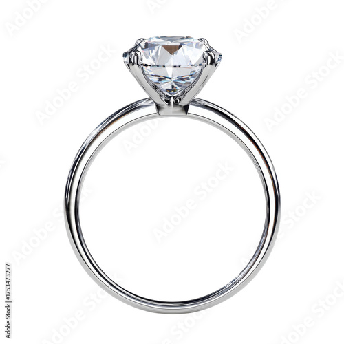 Close up of a shiny diamond ring on a transparent background view