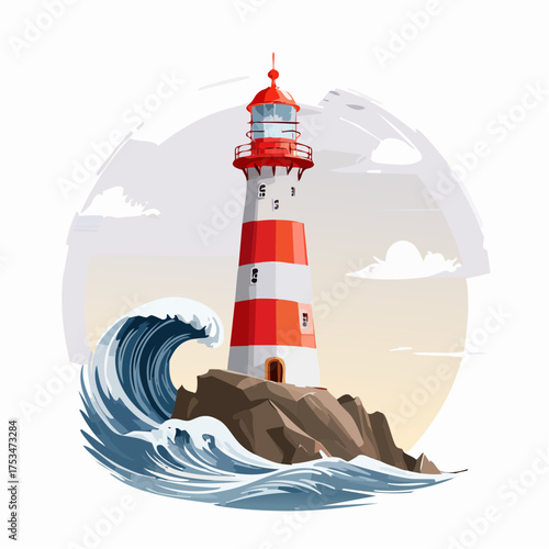 Leuchtturm auf einer Klippe am stürmischen Meer