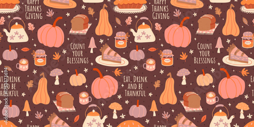 Lovely hand drawn Thanksgiving design, cute doodle background, great for banners, wallpapers, wrapping, textiles - vector design