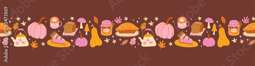 Lovely hand drawn Thanksgiving design, cute doodle background, great for banners, wallpapers, wrapping, textiles - vector design